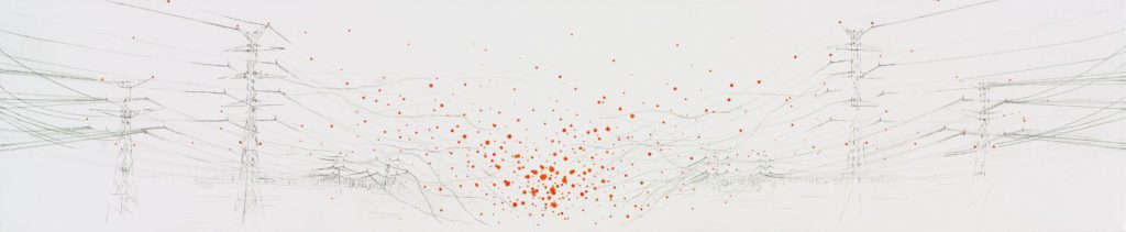 Untitled, 2003, oil and pencil on canvas, 40×190, collection of Lauren and Mitchell Presser, New York