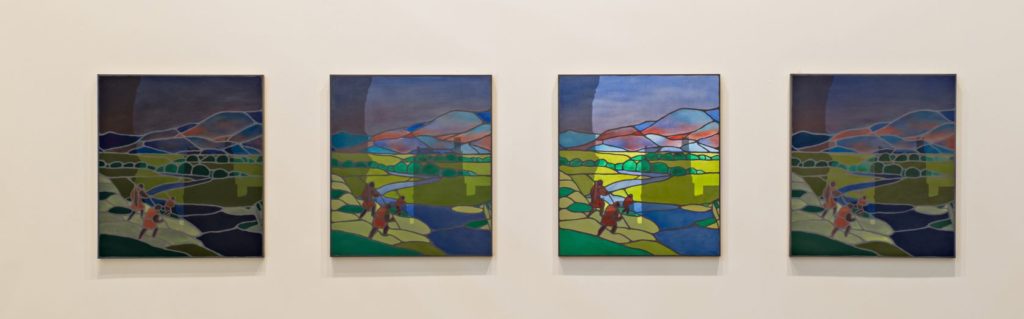One Day, 2015, oil on black MDF, 53x47cm each